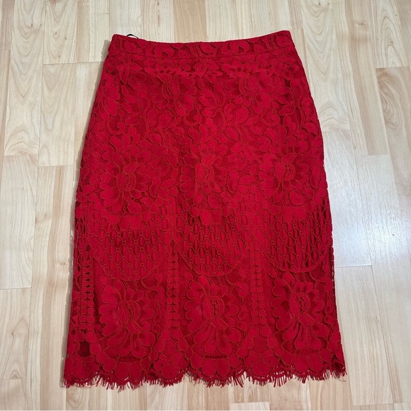 Lulus Womens Red Allis Lace Pencil Skirt Size Medium - Picture 3 of 6